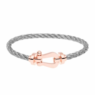 Bracelet FRED Force 10 grand modèle manille en or rose et câble en acier 