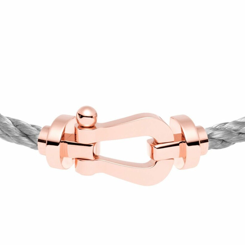 Bracelet FRED Force 10 grand modèle manille en or rose et câble en acier 