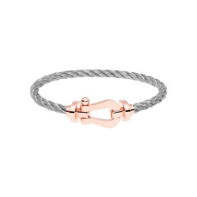 FRED Force 10 bracelet, large size, rose gold buckle, steel cable