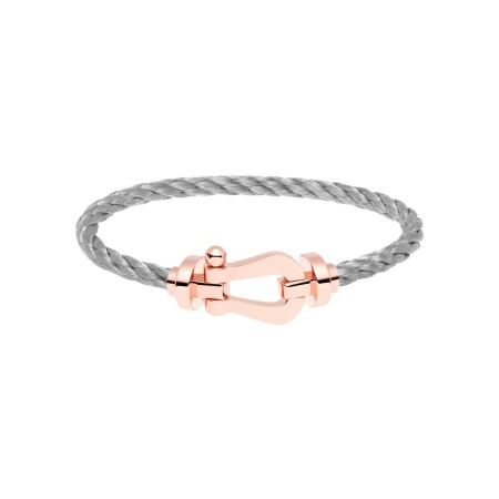 FRED Force 10 bracelet, large size, rose gold buckle, steel cable