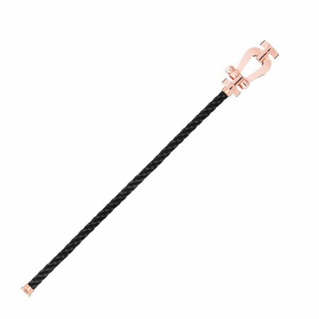 FRED Force 10 bracelet, large size, rose gold manilla, black steel cable