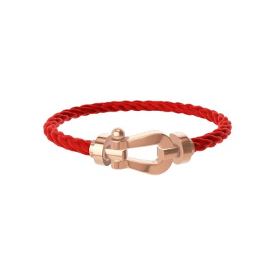 FRED Force 10 bracelet, large size, rose gold buckle, red corderie cable