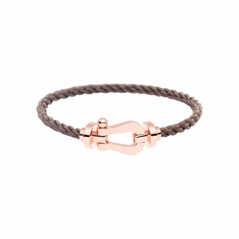 FRED Force 10 bracelet, large size, rose gold manilla, taupe rope cord