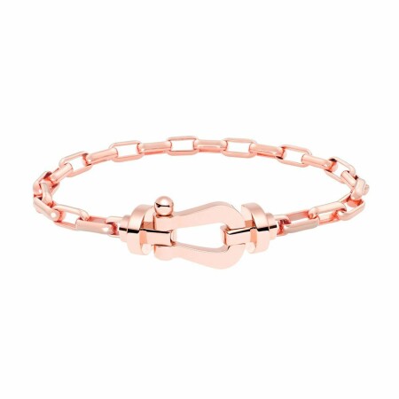 Bracelet FRED Force 10 grand modèle manille en or rose et câble maillon en or rose 