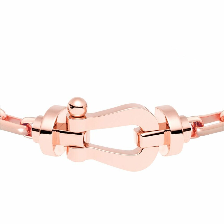 FRED Force 10 bracelet, large size, rose gold manilla, rose gold cable chain