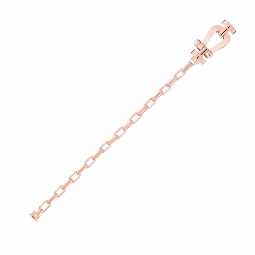 Bracelet FRED Force 10 grand modèle manille en or rose et câble maillon en or rose 