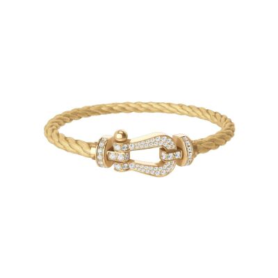 Bracelet FRED Force 10 Grand Modèle en or jaune et diamants, câble en or jaune