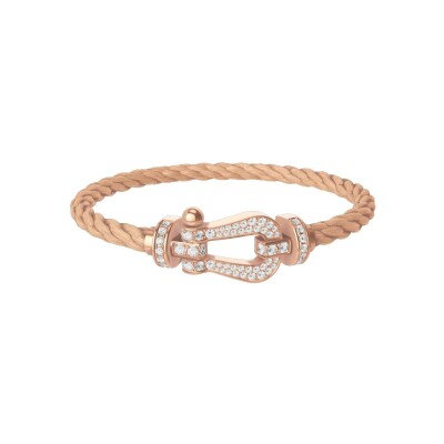 FRED Force 10 bracelet, large size, rose gold buckle with diamonds, rose gold cable