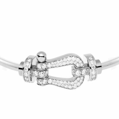 Bracelet jonc FRED Force 10 Grand Modèle en or blanc et diamants