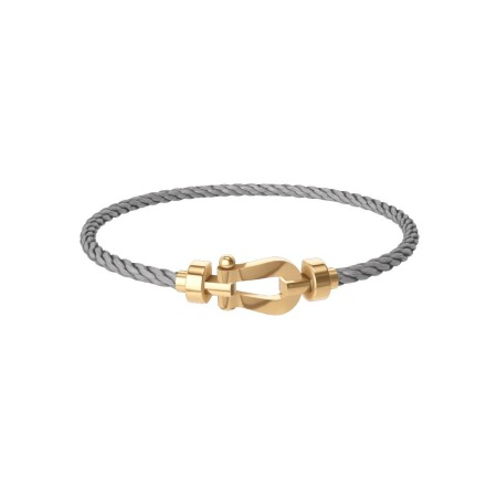 FRED Force 10 bracelet, medium size, yellow gold buckle, steel cable