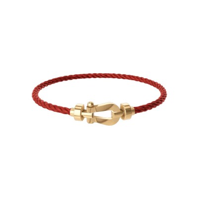 Bracelet FRED Force 10 Moyen Modèle en or jaune, câble en corderie rouge