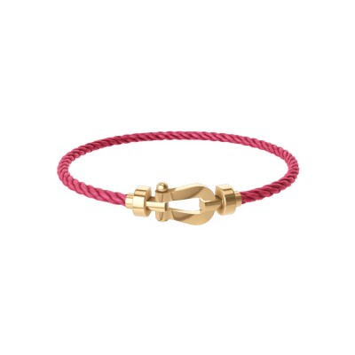 Bracelet FRED Force 10 Moyen Modèle en or jaune, câble en corderie bois de rose
