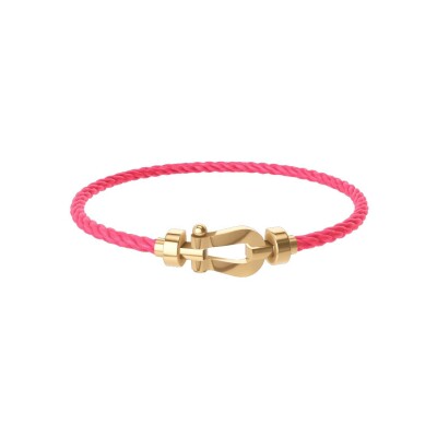 Bracelet FRED Force 10 Moyen Modèle en or jaune, câble en corderie rose fluo