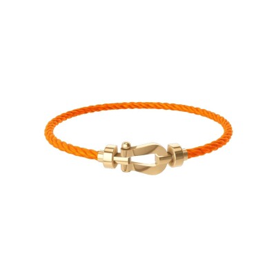 Bracelet FRED Force 10 Moyen Modèle en or jaune, câble en corderie orange fluo
