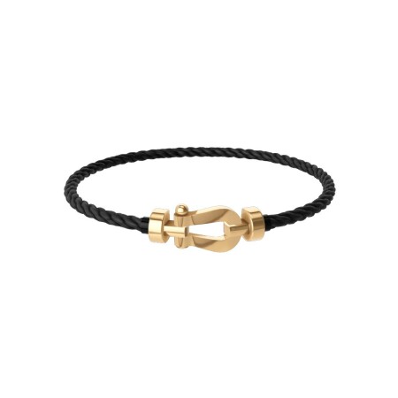 FRED Force 10 bracelet, medium size, yellow gold buckle, black corderie cable