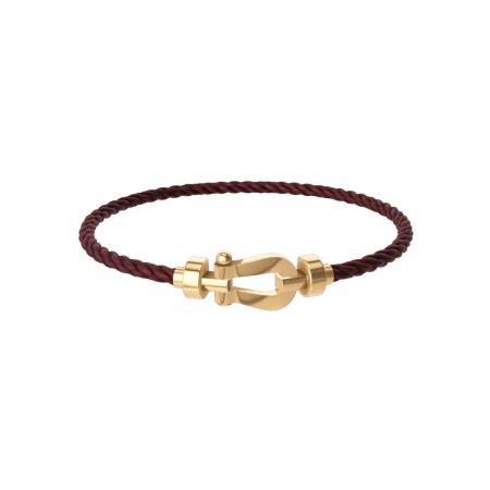 FRED Force 10 bracelet, medium size, yellow gold buckle, garnet corderie cable