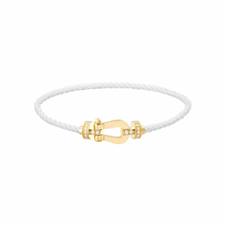Fred Force 10 large model bracelet in yellow gold and red cable