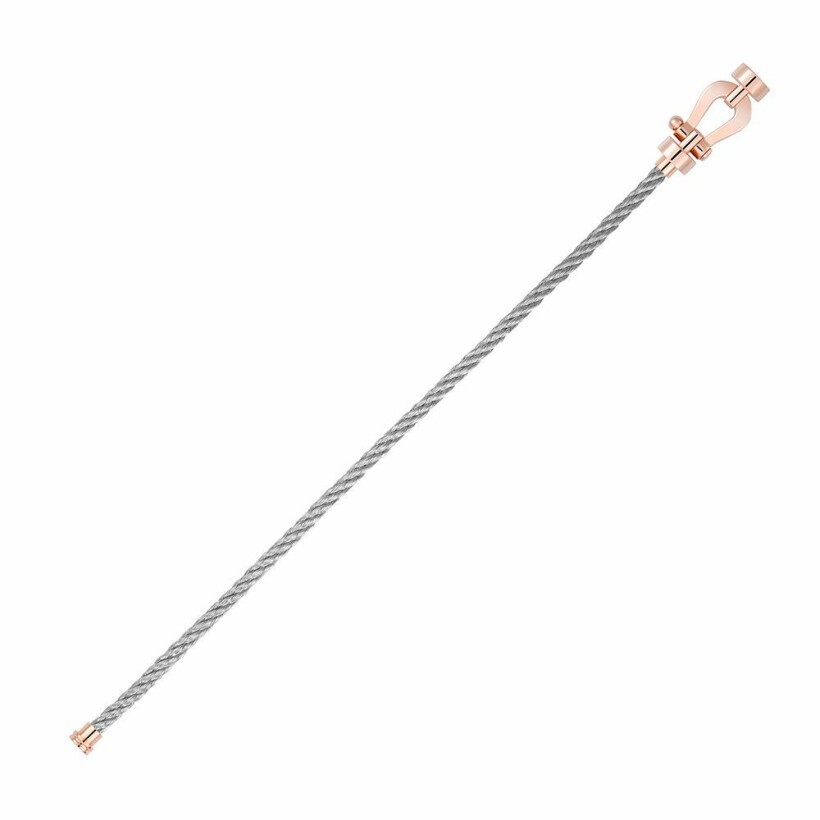 FRED Force 10 bracelet, medium size, rose gold manilla, steel cable 