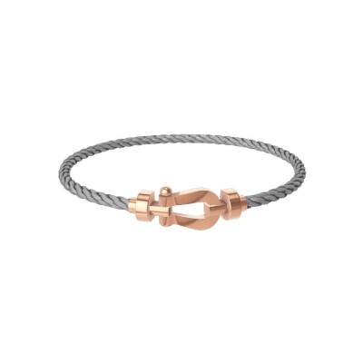 FRED Force 10 bracelet, medium size, rose gold buckle, steel cable