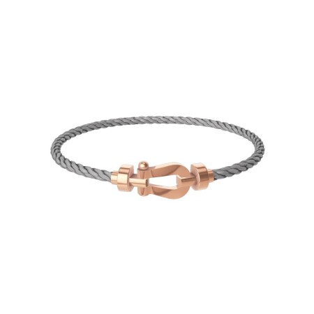 FRED Force 10 bracelet, medium size, rose gold buckle, steel cable