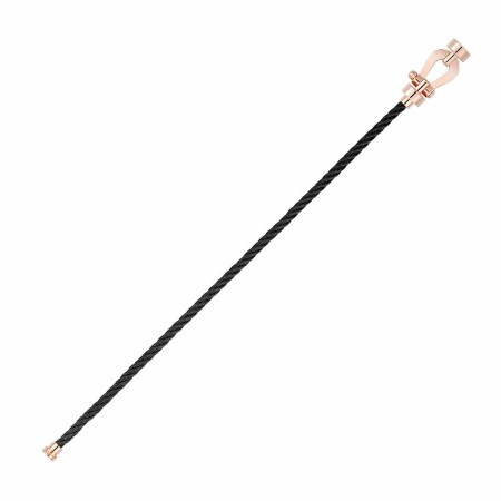 FRED Force 10 bracelet, medium size, rose gold manilla, black steel cable