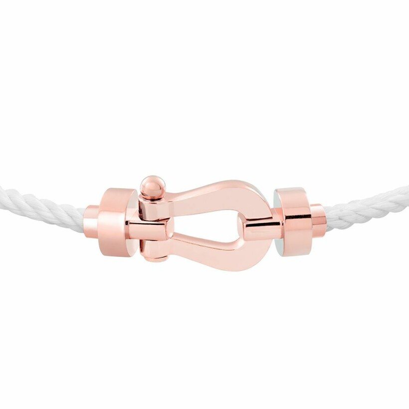 FRED Force 10 bracelet, medium size, rose gold manilla, white rope cord