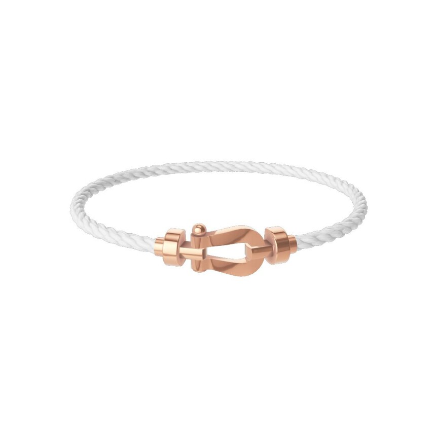 Bracelet FRED Force 10 Moyen Modèle en or rose, câble en corderie blanc