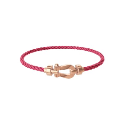 FRED Force 10 bracelet, medium size, rose gold buckle, rosewood corderie cable