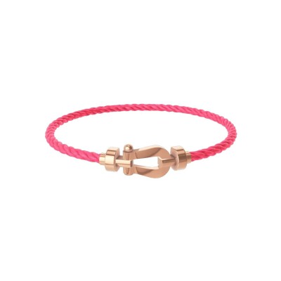 Bracelet FRED Force 10 Moyen Modèle en or rose, câble en corderie rose fluo