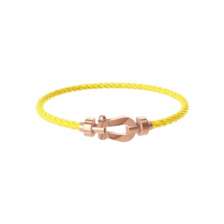 FRED Force 10 bracelet, medium size, rose gold buckle, neon yellow corderie cable