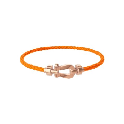 Bracelet FRED Force 10 Moyen Modèle en or rose, câble en corderie orange fluo