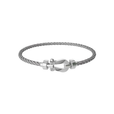 FRED Force 10 bracelet, medium size, white gold buckle, steel cable