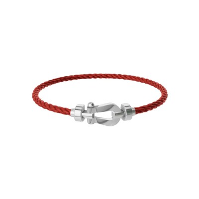 FRED Force 10 bracelet, medium size, white gold buckle, red corderie cable