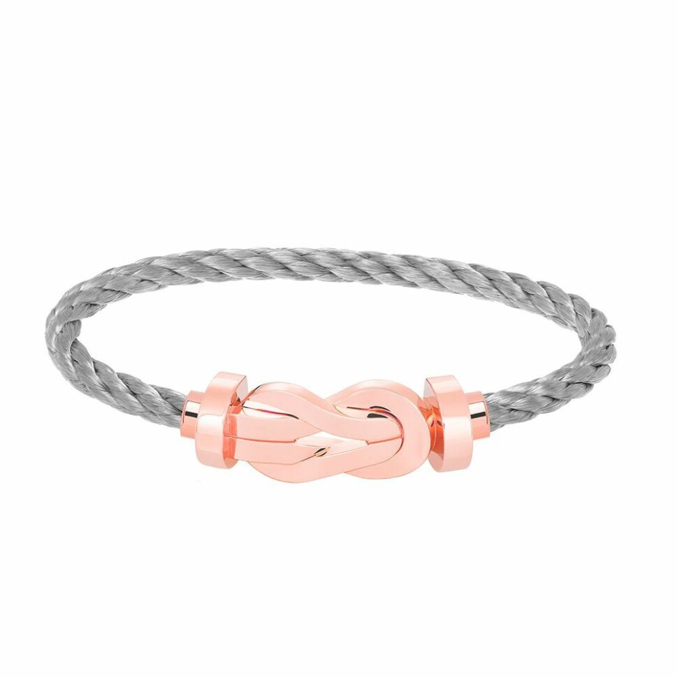 FRED Chance Infinie bracelet, large size, rose gold buckle, steel cable 
