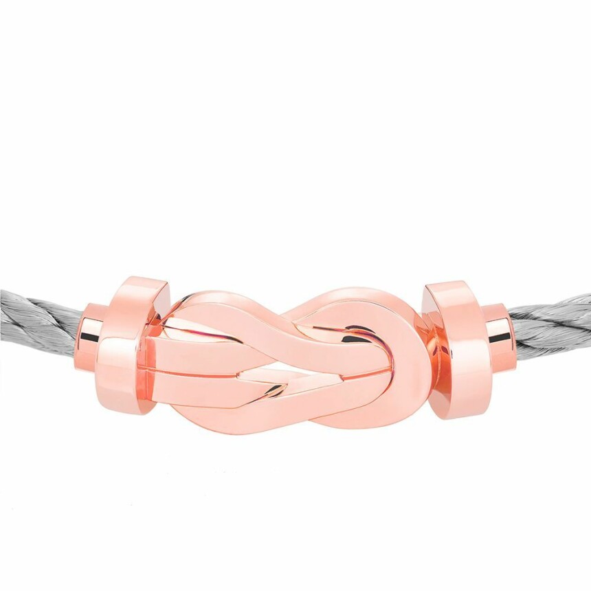FRED Chance Infinie bracelet, large size, rose gold buckle, steel cable 
