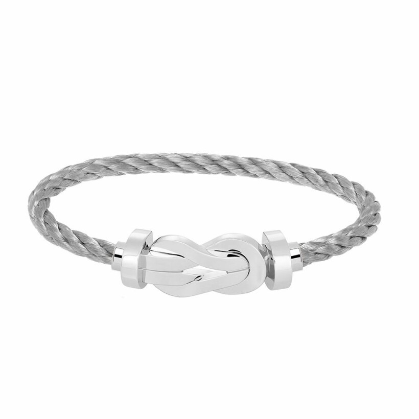 FRED Chance Infinie bracelet, large size, white gold buckle, steel cable 