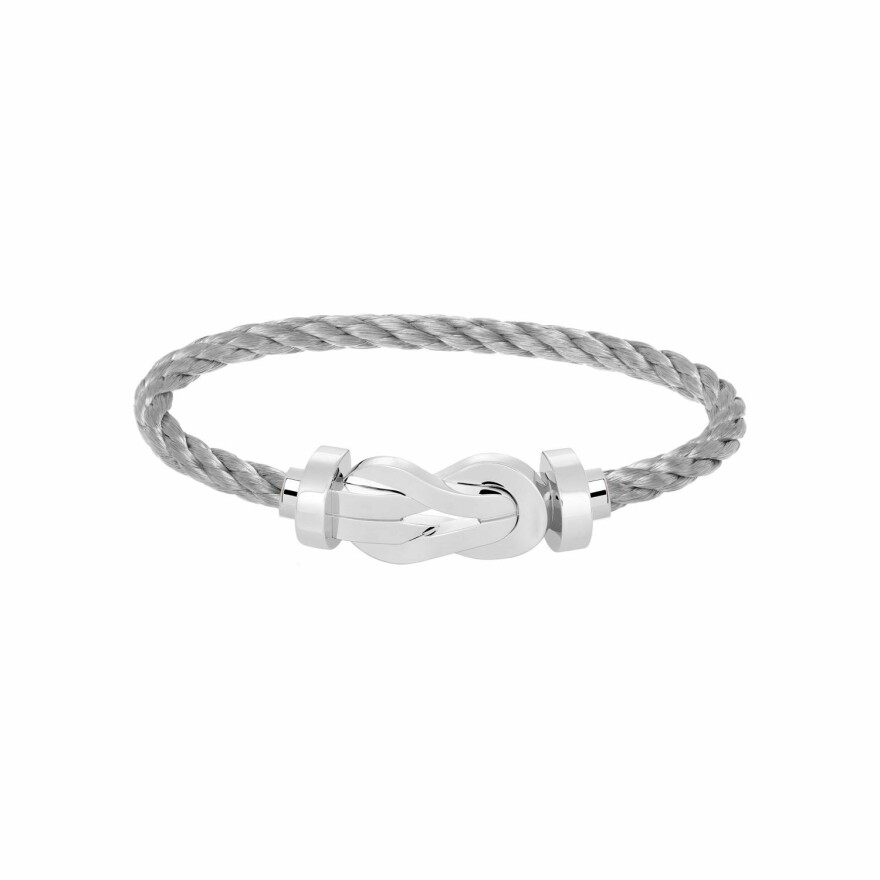 Bracelet FRED Chance Infinie Grand Modèle en or blanc, câble en acier