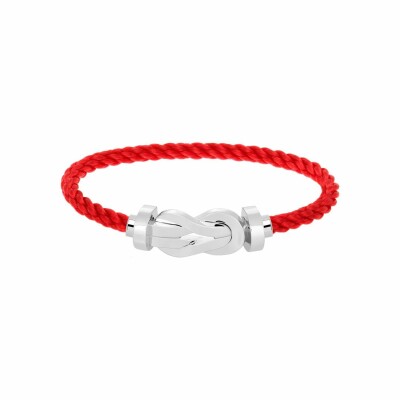 Bracelet FRED Chance Infinie Grand Modèle en or blanc, câble en corderie rouge