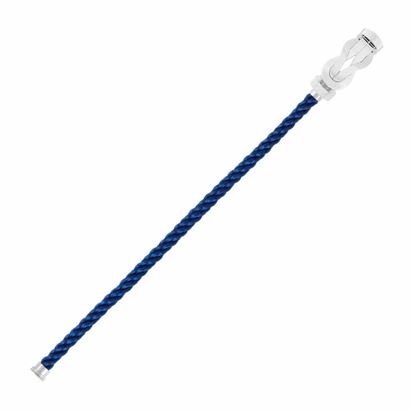 Bracelet FRED Chance Infinie grand modèle boucle en or blanc et câble en corderie bleu indigo
