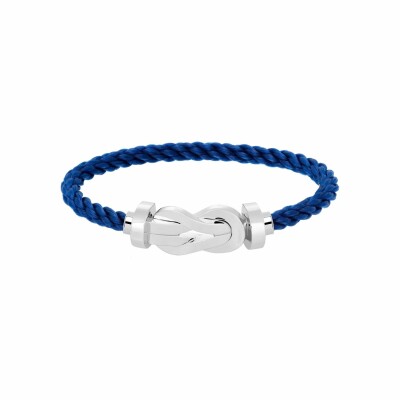 FRED Chance Infinie bracelet, large size, white gold buckle, indigo blue corderie cable