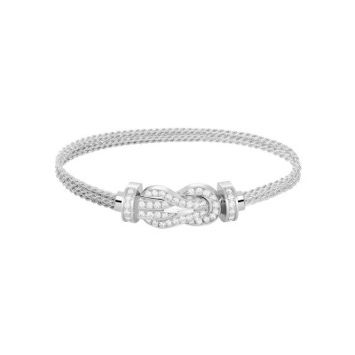 FRED Chance Infinie bracelet, large model, white gold buckle with diamonds, white gold cable