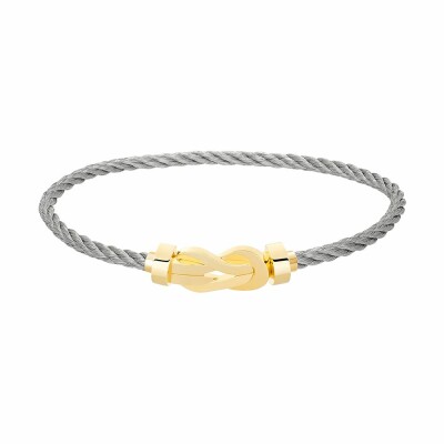 Bracelet FRED Chance Infinie moyen modèle manille en or jaune et câble en acier