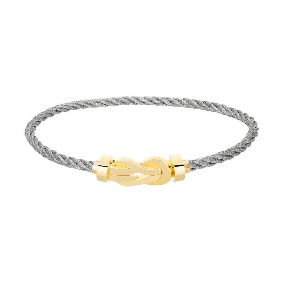 FRED Chance Infinie bracelet, medium size, yellow gold manilla, steel cable