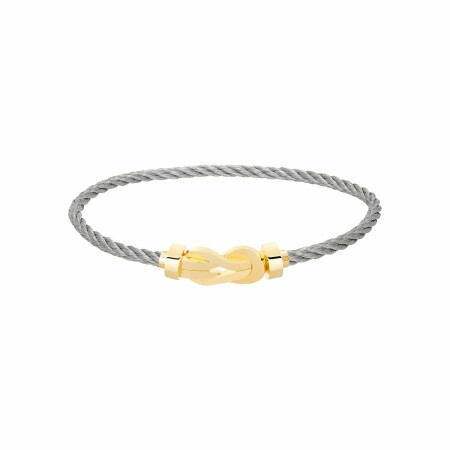 FRED Chance Infinie bracelet, medium size, yellow gold buckle, steel cable