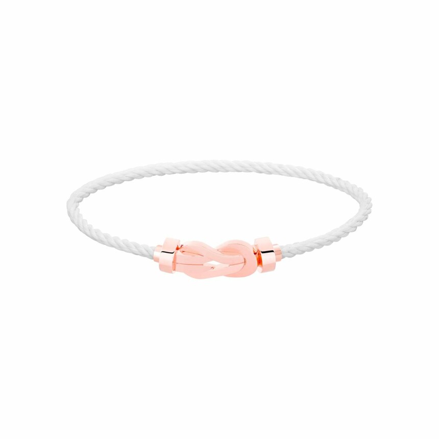 Bracelet FRED Chance Infinie Moyen Modèle en or rose, câble en corderie blanc