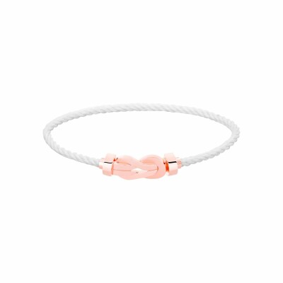 Bracelet FRED Chance Infinie Moyen Modèle en or rose, câble en corderie blanc