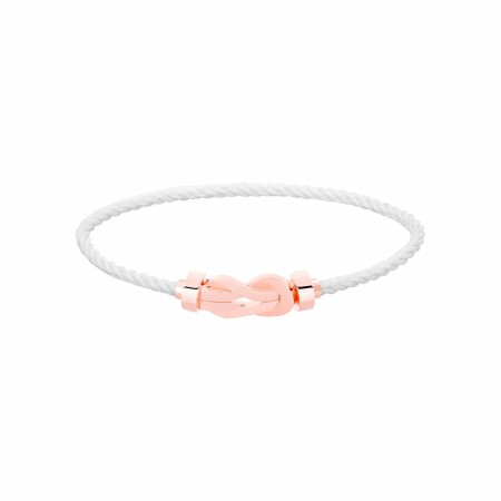 FRED Chance Infinie bracelet, medium size, rose gold buckle, white corderie cable