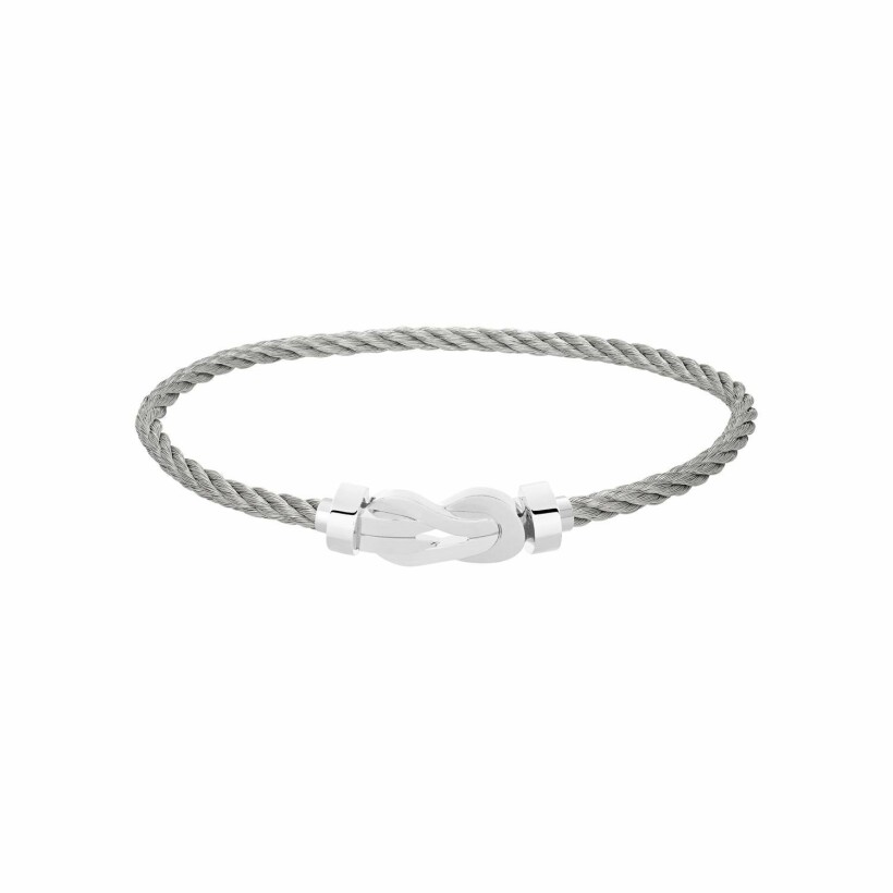 FRED Chance Infinie bracelet, medium size, white gold buckle, steel cable