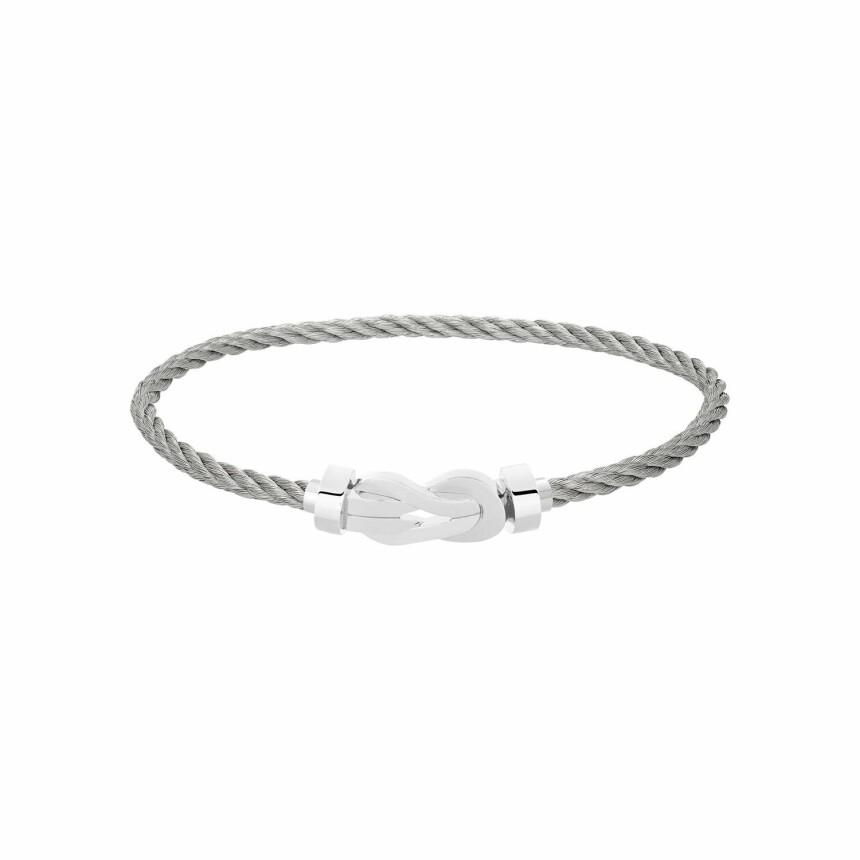 Bracelet FRED Chance Infinie Moyen Modèle en or blanc, câble en acier