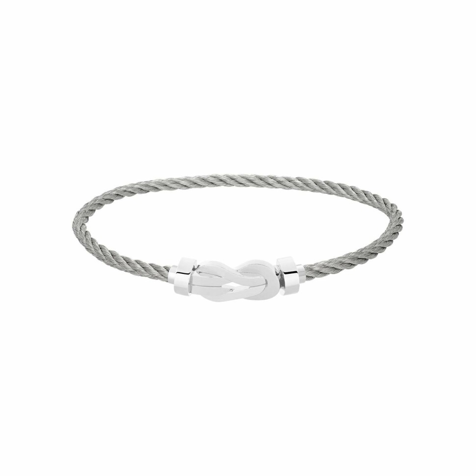 Bracelet FRED Chance Infinie Moyen Modèle en or blanc, câble en acier